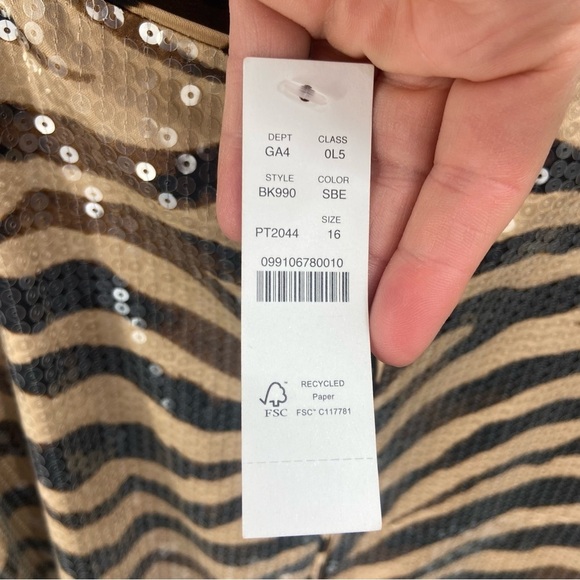 J.Crew Gwyneth Sequin Slip Dress in Sandy Zebra Stripe Size 16 NWT - Picture 7 of 11